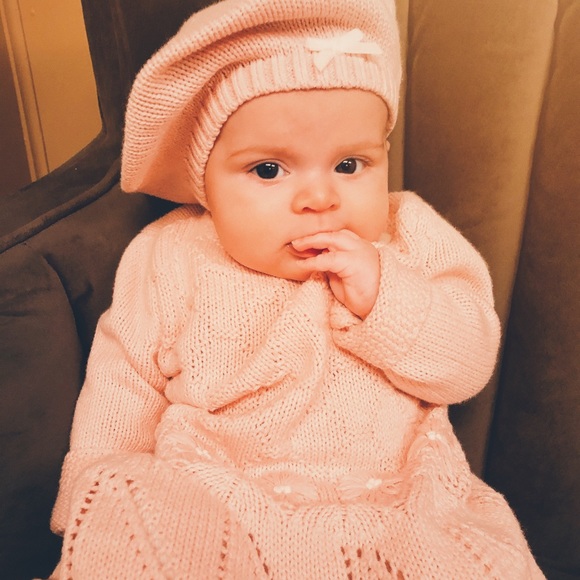 French Sweater Dress Outfit with Tights and Hat - Picture 7 of 8